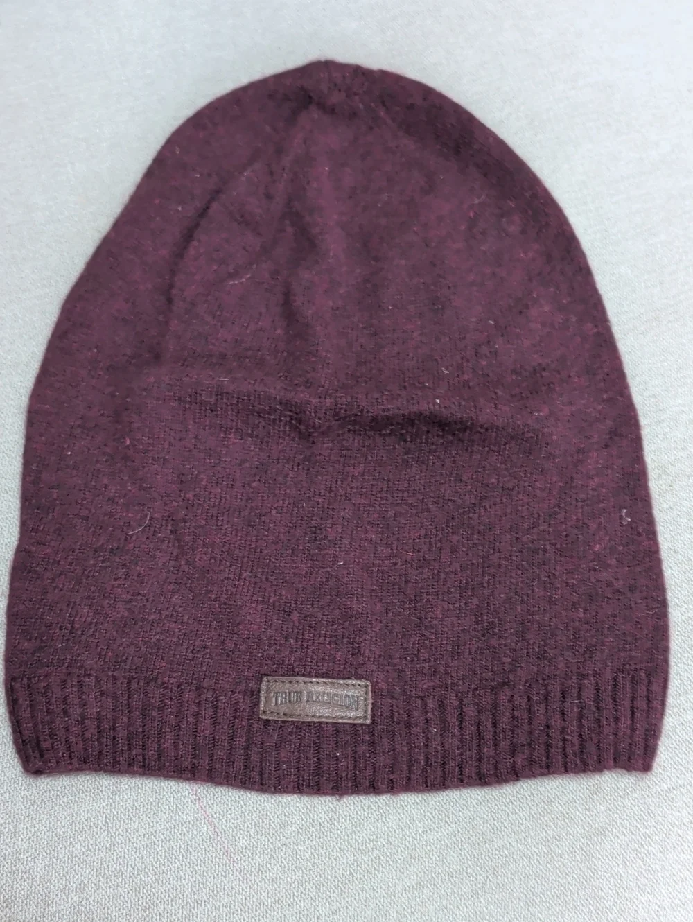 True Religion Maroon Knit Slouch Beanie